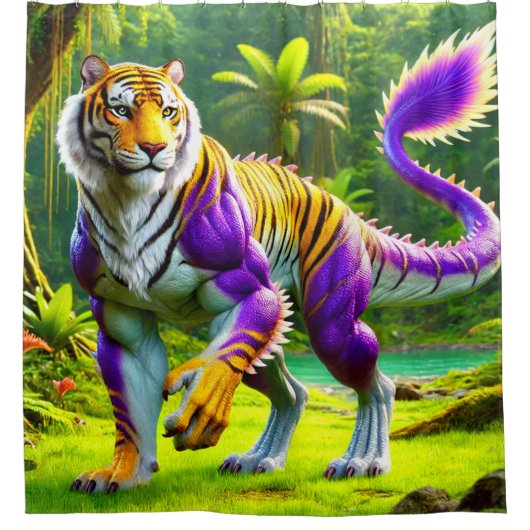 Tijgerdinosaurus Douchegordijn (Voorkant)