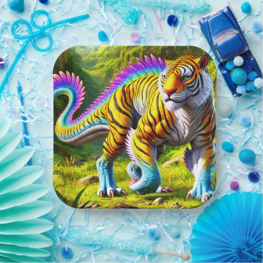 Tijgerdinosaurus Papieren Bordje (Feest)