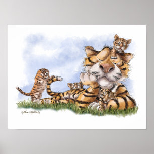 Tijgerfamilie Cartoon Poster