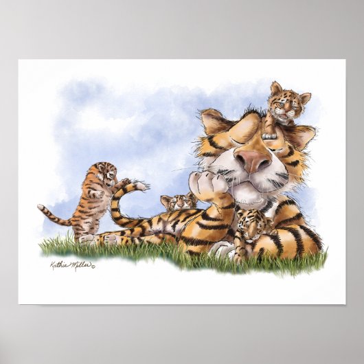 Tijgerfamilie Cartoon Poster (Voorkant)