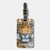 Tijgerfoto op maat bagagelabel (Voorkant verticaal)