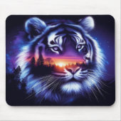 Tijgergezicht en Schilderachtig zonsonderganglands Muismat (Voorkant)