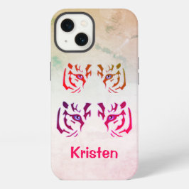 Tijgergezicht Marmeren Achtergrond iPhone 13 Hoesje