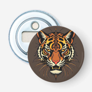 Tijgergezicht met Stam patronen Button Flesopener