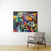 Tijgergezicht popart wandkleed (In Situ (horizontaal))