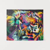 Tijgergezicht popart wandkleed (Voorkant (horizontaal))