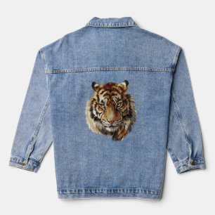 tijgergezicht tijgerhoofd wilde kat denim jacket