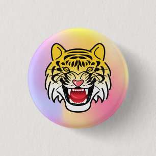 Tijgergezichtsillustratie met glimlach-21876 ronde button 3,2 cm