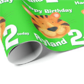 Tijgergezichtskunst en noem blauw tweede verjaarda cadeaupapier (Rol Hoek)