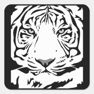 tijgergezichtstickers vierkante sticker