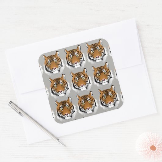 Tijgergezichtstickers Vierkante Sticker (Envelop)