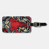 Tijgergezichtsveld dicht bij rood en blauw bagagelabel (Voorkant horizontaal)