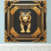 Tijgergoud en zwart sierlijk lijst canvas afdruk (Insitu (Houten vloer))