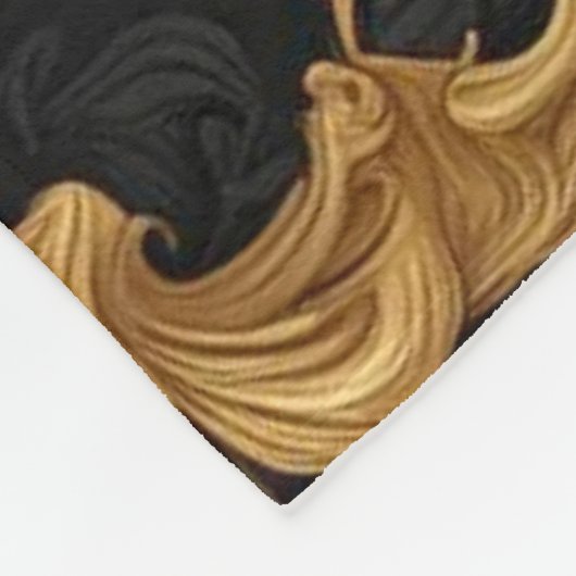 Tijgergoud en zwart sierlijk lijst fleece deken (Hoek)