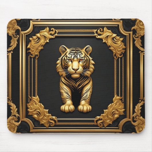 Tijgergoud en zwart sierlijk lijst muismat (Voorkant)