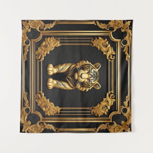 Tijgergoud en zwart sierlijk lijst wandkleed (Voorkant (horizontaal))
