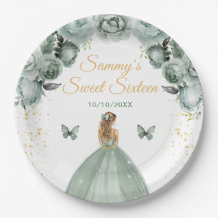 Tijgergroen Blond Haar Prinses Sweet Sixteen Papieren Bordje