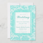 Tijgergroen vintage damask print uitnodiging (Voorkant)