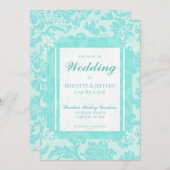 Tijgergroen vintage damask print uitnodiging (Voorkant / Achterkant)