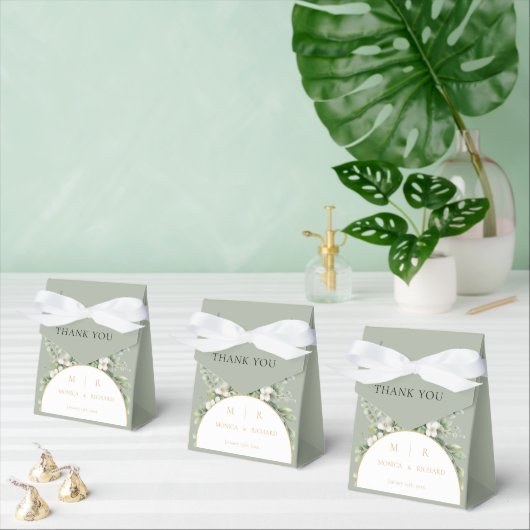 Tijgergroene botanische monogram trouwgunstdozen bedankdoosjes (Meervoudige)