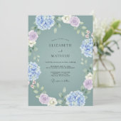 Tijgergroene Ethische Hydrangea Bruiloft Kaart (Staand voorkant)