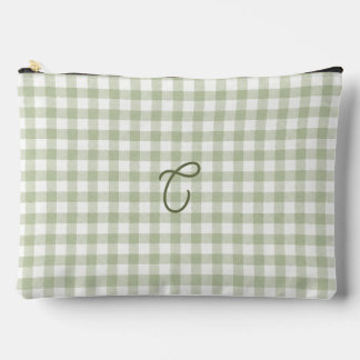 Tijgergroene Gingham Monogram Make-uptas Etui