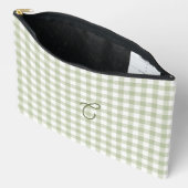 Tijgergroene Gingham Monogram Make-uptas Etui (Open)