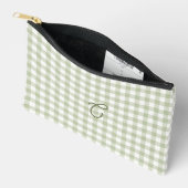 Tijgergroene Gingham Monogram Make-uptas Etui (Open)