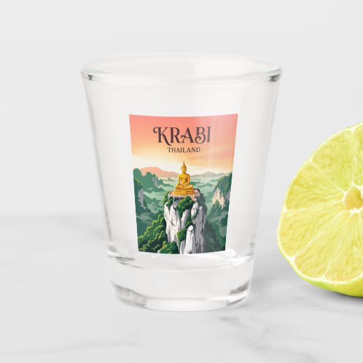 Tijgergrottempel Thailand Shot Glas (Voorkant)