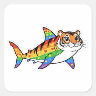 TIJGERHAAI VIERKANTE STICKER
