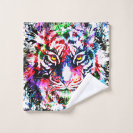 Tijgerhanddoeken | kleurrijke tekening | Abstracte Bad Handdoek