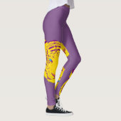 Tijgerhoofd Afdrukken op gele Paarse Leggings (Rechts)