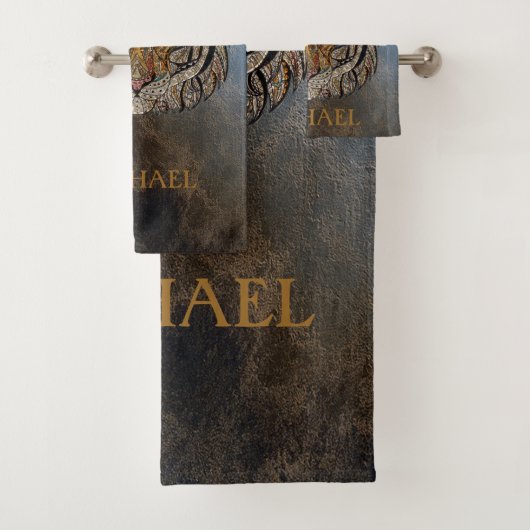 Tijgerhoofd, gezicht, leder. bad handdoek (Insitu)