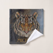Tijgerhoofd, gezicht, leder. bad handdoek (Wasdoekje)