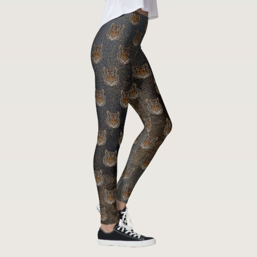Tijgerhoofd, lederen blik leggings (Rechts)