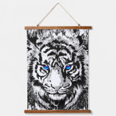 Tijgerhoofden - tijgerblauwe ogen die de boomstam  hangend wandkleed (Voorkant)