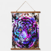 Tijgerhoofden - tijgerblauwe ogen die de boomstam  hangend wandkleed (Voorkant 2)