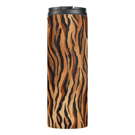 Tijgerhuid: hand-getrokken naadloos patroon. thermosbeker (Achterkant)