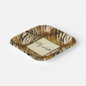 Tijgerhuid, monogram, stijlvol, tijger, gestreept papieren bordje (Gebogen)