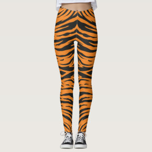 Tijgerhuid Zigzag Strepen Patroon Donkergrijs Oran Leggings