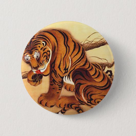 Tijgerillustratie door Ito Jakuchu Ronde Button 5,7 Cm (Voorkant)