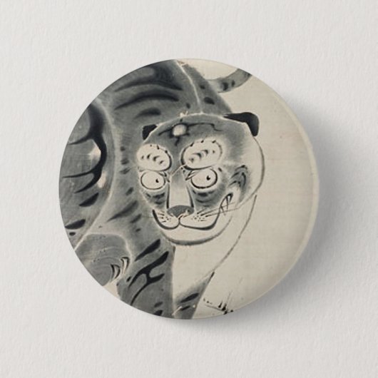 Tijgerillustratie door Ito Jakuchu Ronde Button 5,7 Cm (Voorkant)