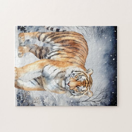 Tijgerjacht 's nachts legpuzzel (Horizontaal)