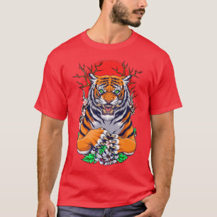 TijgerJapanse vlag Japanse Cherry Blossom Sak T-shirt