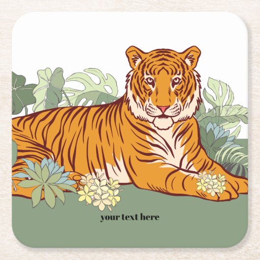 Tijgerjongensfeestje, dierlijk oerwoud kartonnen onderzetters (Voorkant)