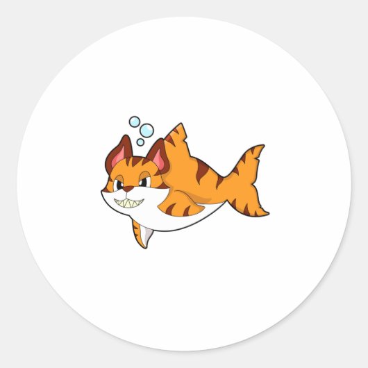 Tijgerkat als haai in water.PNG Ronde Sticker (Voorkant)