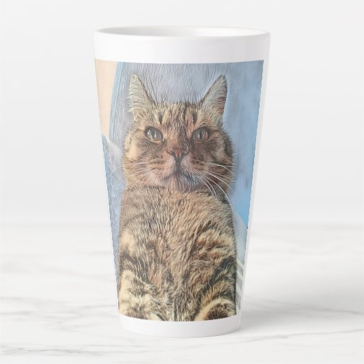 Tijgerkat Illustratie Ontwerp Latte Mok (Voorkant)
