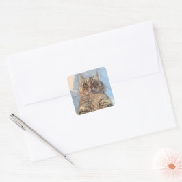 Tijgerkat Illustratie Ontwerp Vierkante Sticker