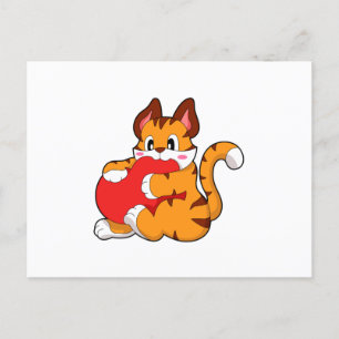 Tijgerkat in liefde met hart.PNG Briefkaart