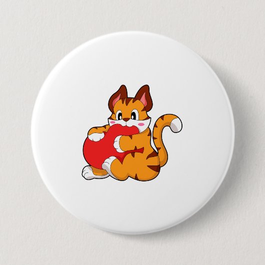 Tijgerkat in liefde met hart.PNG Ronde Button 7,6 Cm (Voorkant)
